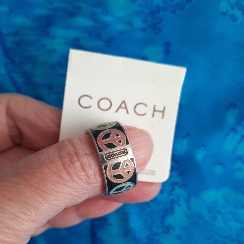 COACH Peace Sign Band Ring Size 6